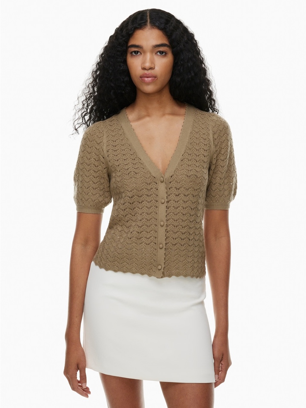 Aritzia Fika Cardigan in Olive Brown